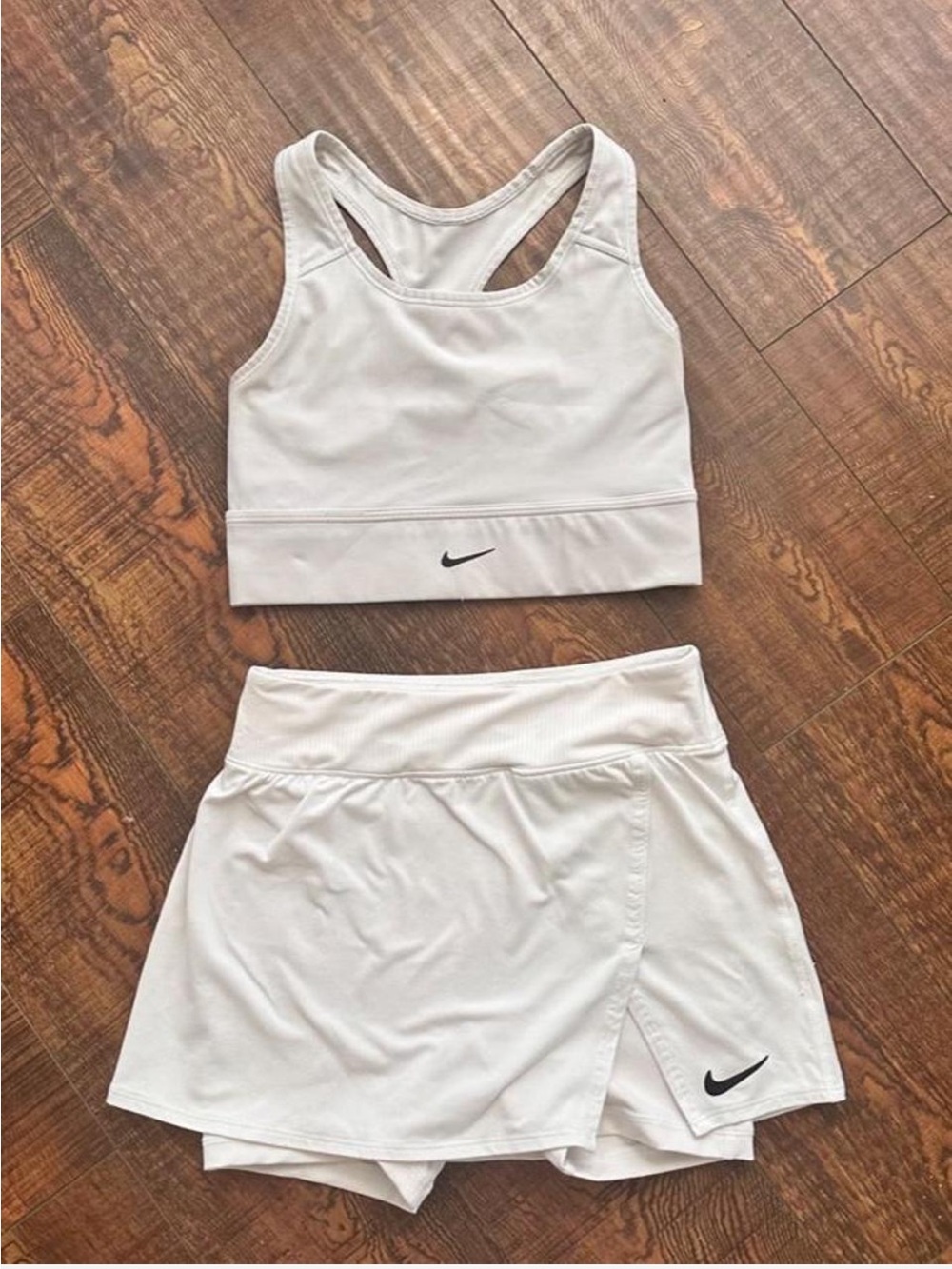 Nike White Racerback Sports Bra and Skort Set